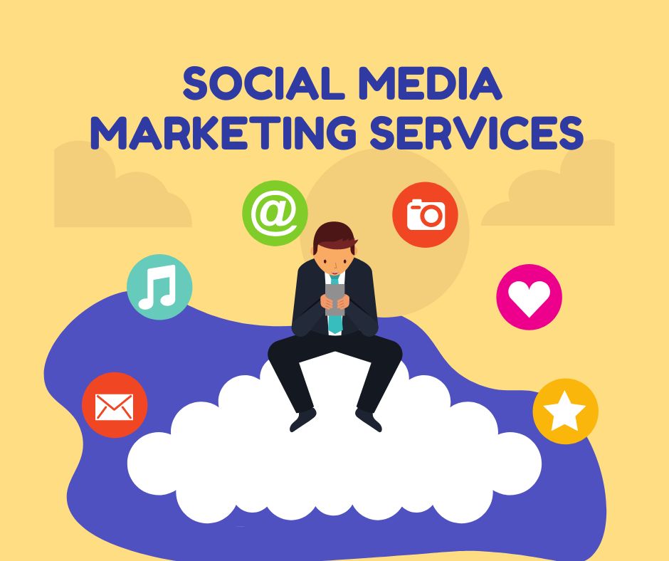 A cartoonish image of social media marketing services